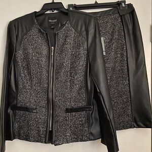 Women’s Faux Leather and Tweed Suit